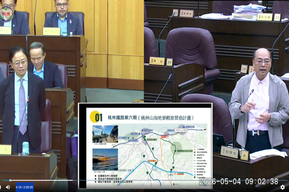關心蘆竹交通環境與基礎建設　桃議員劉勝全總質詢全面檢視