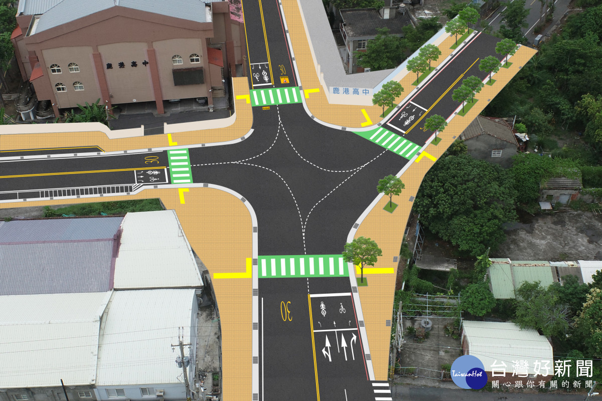 鹿港高中東側通學道路動土　串聯學區與觀光動線、提升交通安全。（模擬圖）