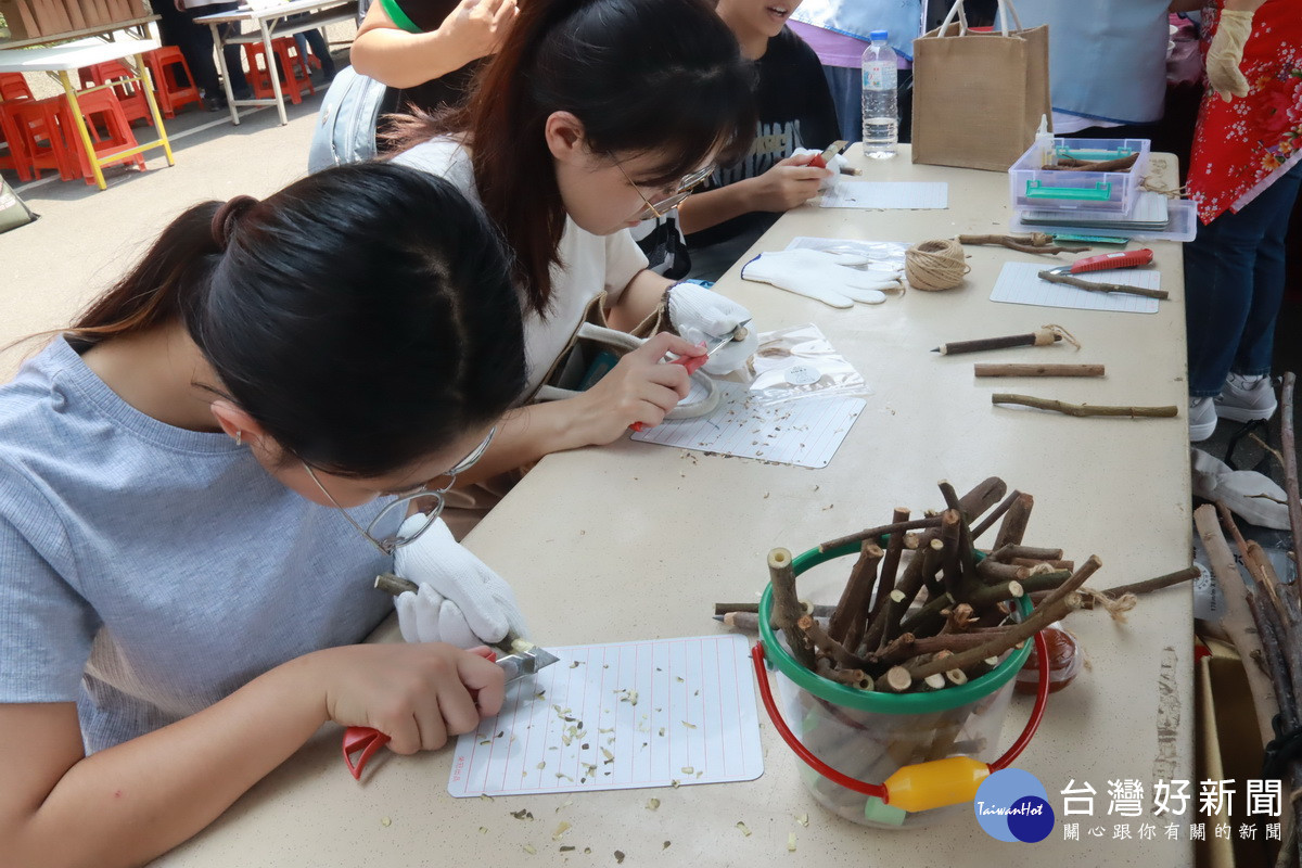 桐花樹枝、檸檬枝都可用來手作木鉛筆。（記者扶小萍攝）