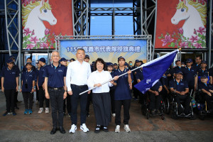 嘉義市政府今天舉行115年全國身心障礙國民運動會嘉義市代表隊授旗典禮／嘉義市府提供