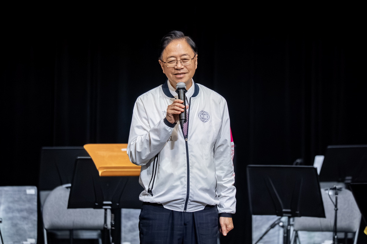 桃園市長張善政於「115年劇場教育計畫《牽手進劇場》記者會」中致詞。<br />