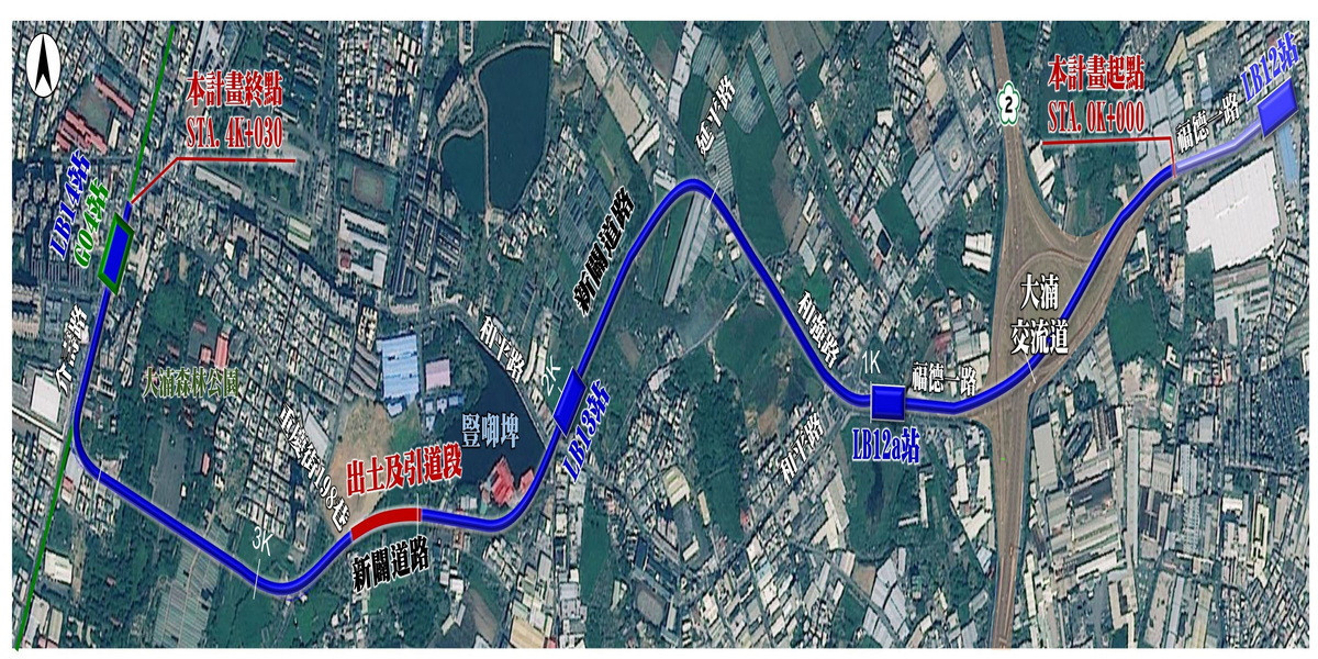 捷運三鶯線延伸八德路線圖。