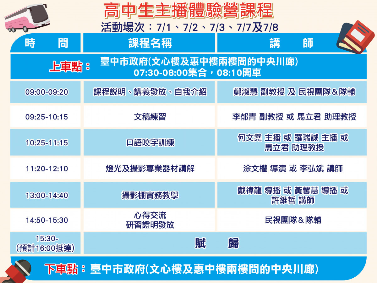 高中生主播體驗營活動流程