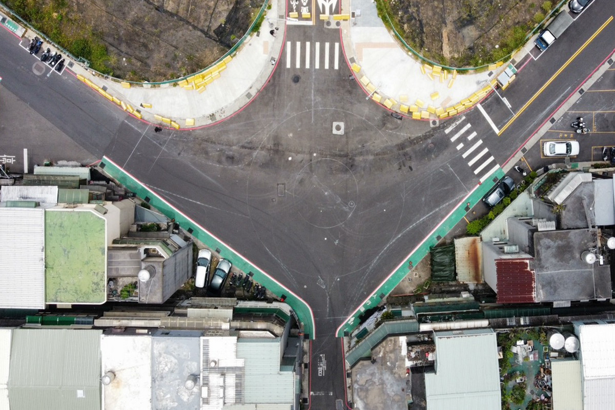 桃園市八德區大勇市地重劃區圓環改善前。<br />
