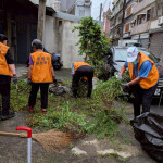 竹市崇禮里志工隊清掃里內環境。