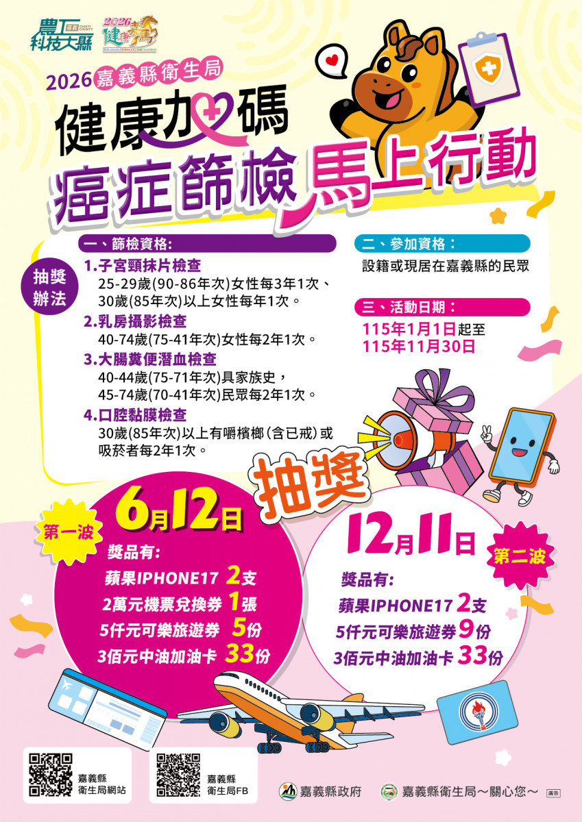 嘉縣癌篩抽好禮　首波抽獎6/12登場