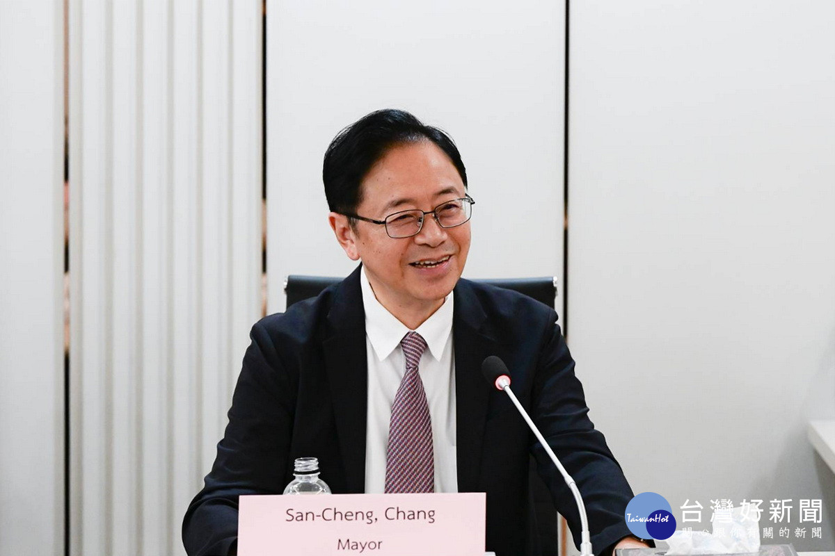 桃園市長張善政於交流中致詞。<br />
<br />