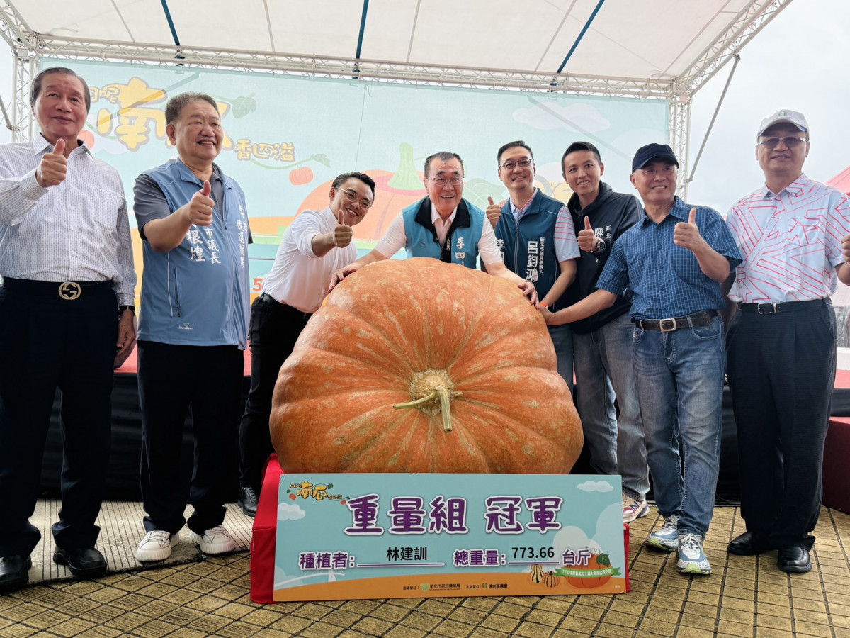 破紀錄773斤巨無霸吸睛！　李四川現身淡水大南瓜比賽力挺在地農友