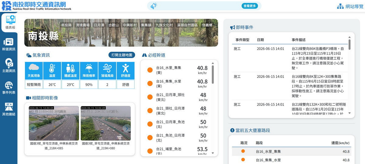 打造智慧觀光首都　「南投即時交通資訊網」升級版上線