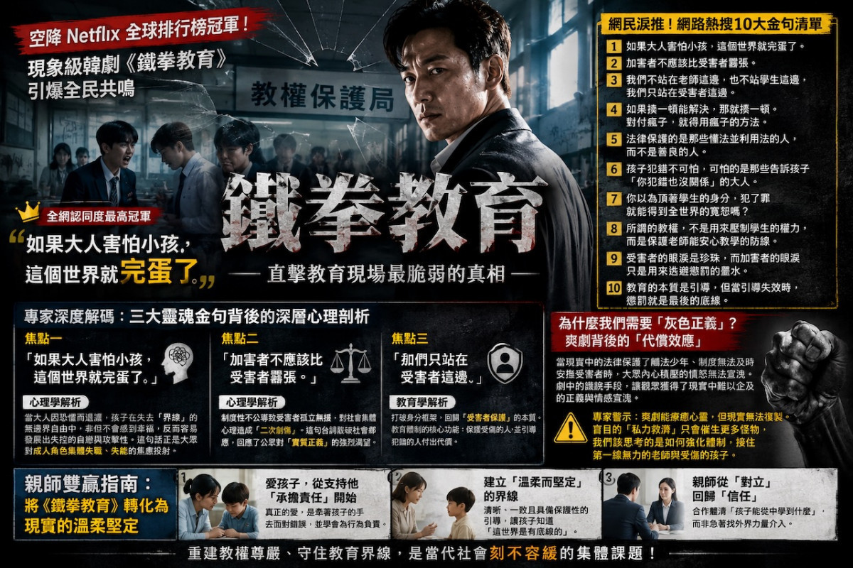 《鐵拳教育》完整10大金句引全網共鳴！「大人害怕小孩世界就完蛋了」　專家驚曝：這不是爽劇，是教育現場的無聲求救