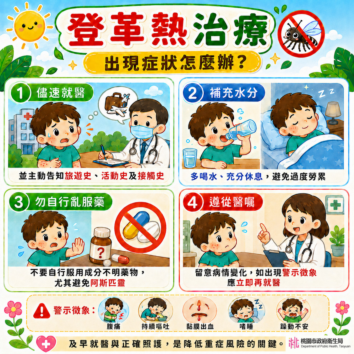 端午返鄉及暑期旅遊旺季將至,桃園衛生局呼籲提高登革熱警覺。<br />