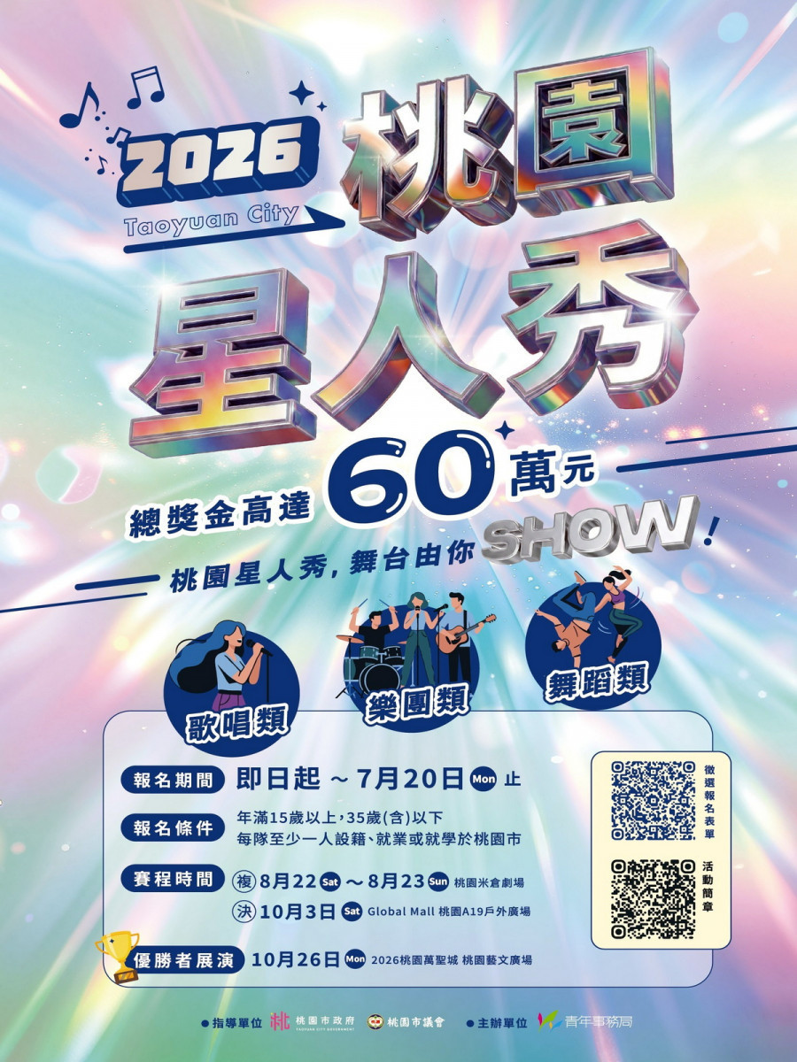 總獎金60萬助攻青年圓夢　2026桃園星人秀徵件正式啟動