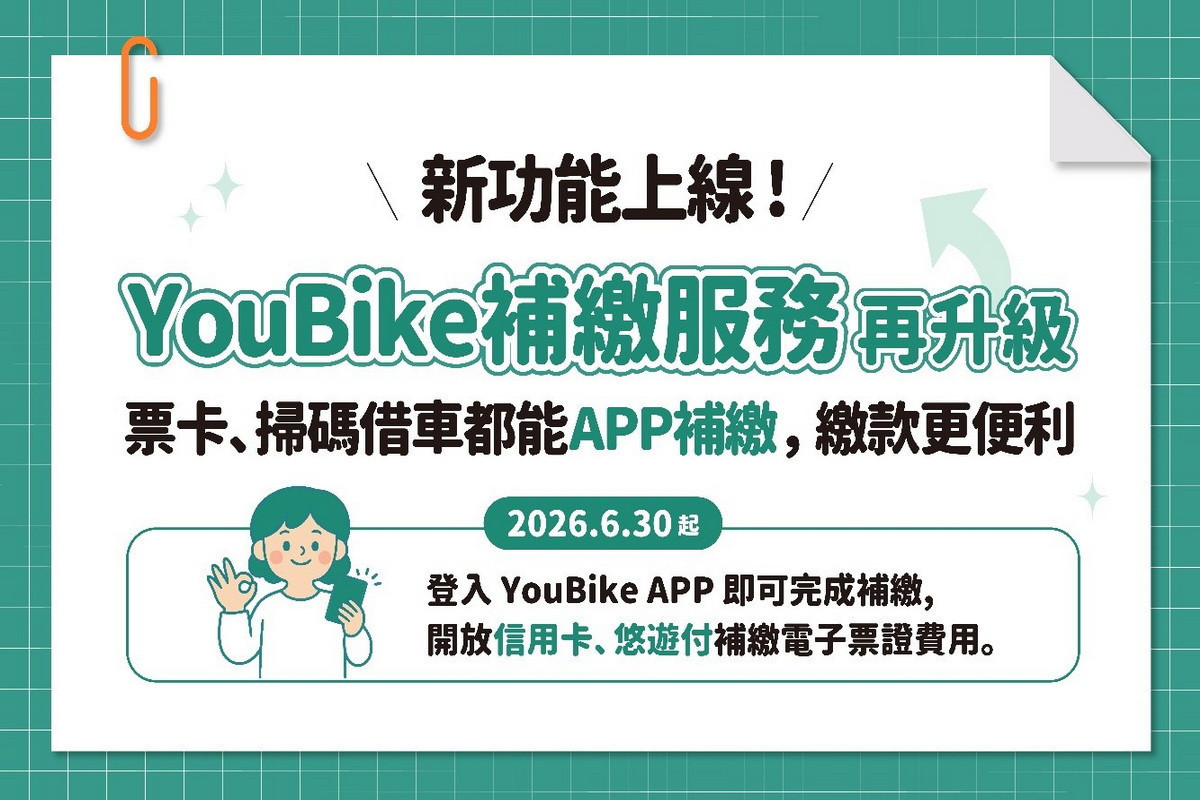 YouBikeAPP補繳款服務再升級　線上繳費更便利