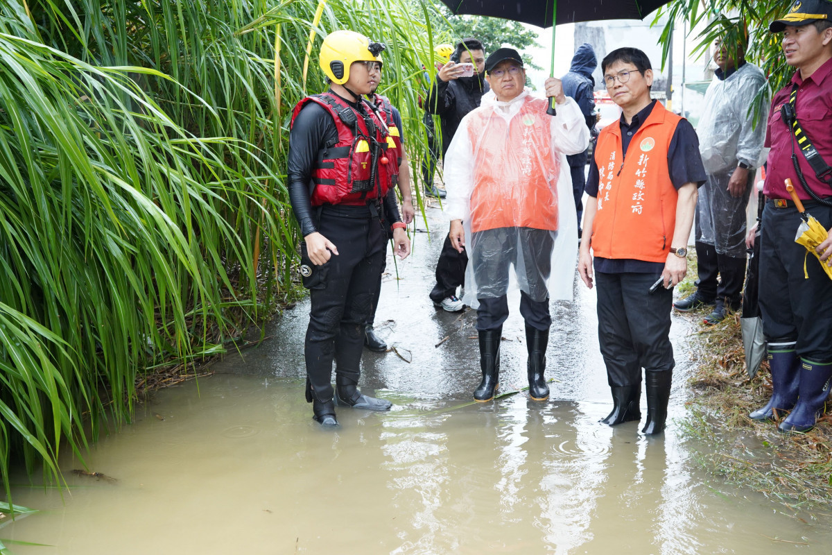 強降雨突襲竹縣　 楊文科視察指示全力救災