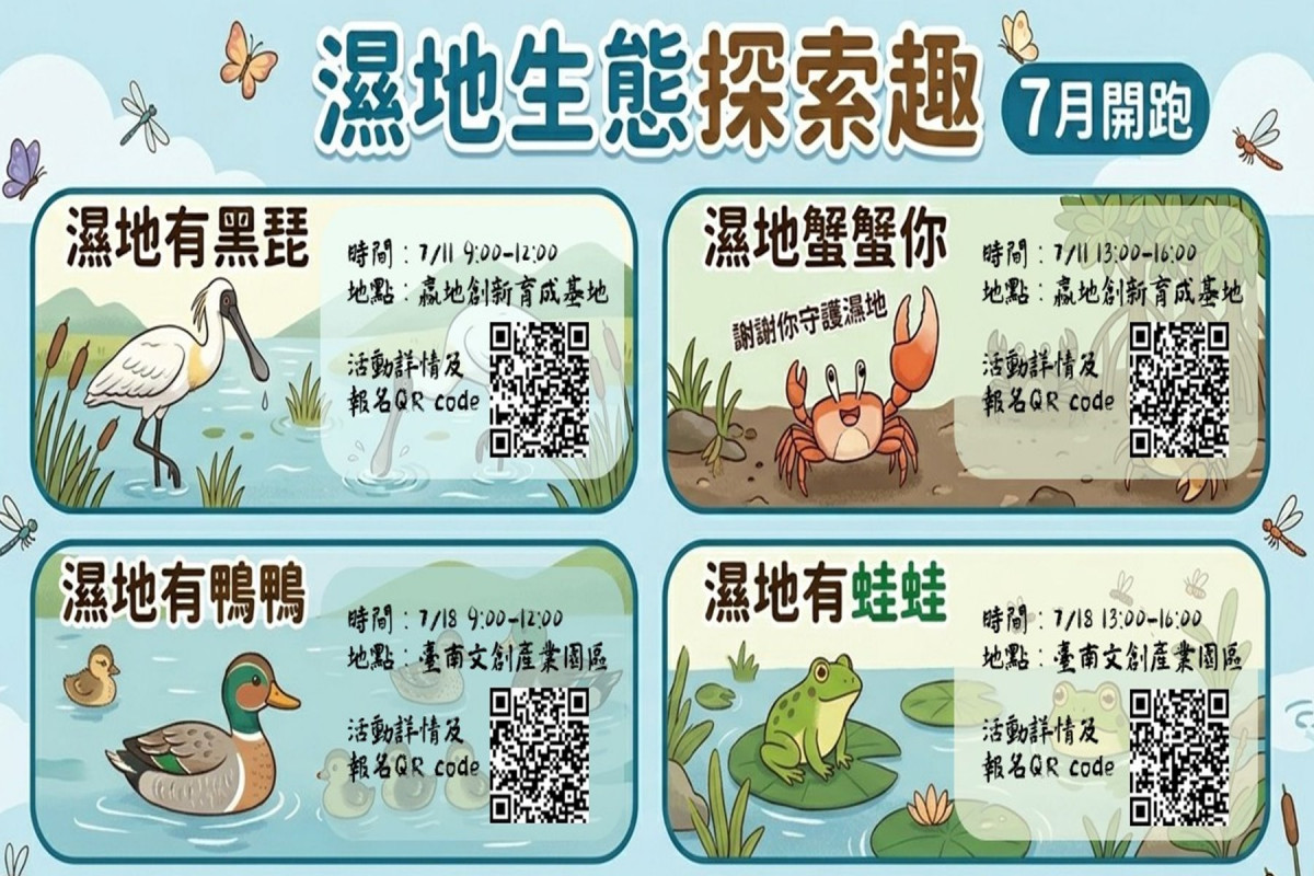 濕地生態探索趣親子體驗　南市7/11、7/18各辦2場次歡迎報名