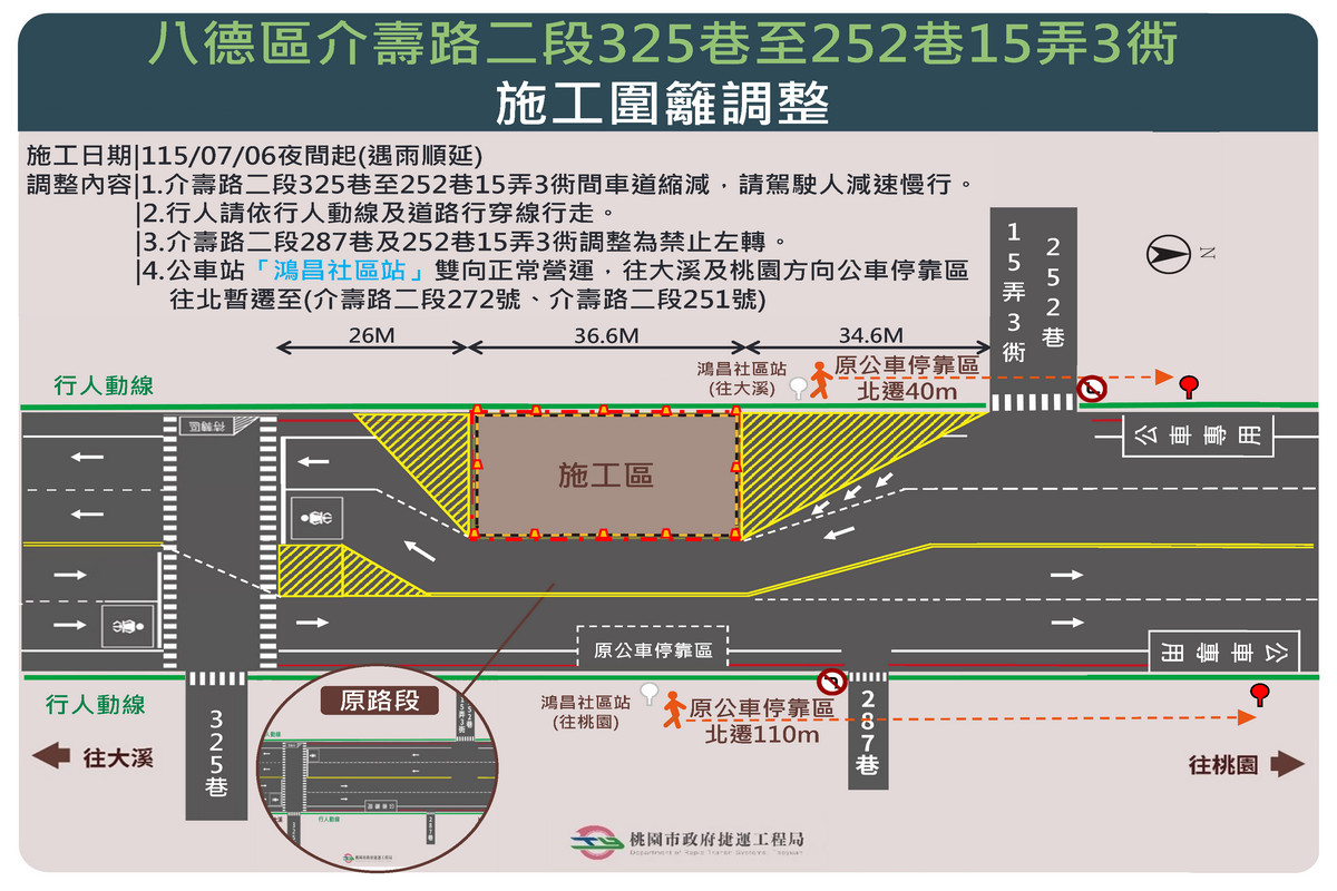 桃市八德區介壽路二段325巷至252巷15弄3衖間　捷運施工圍籬調整