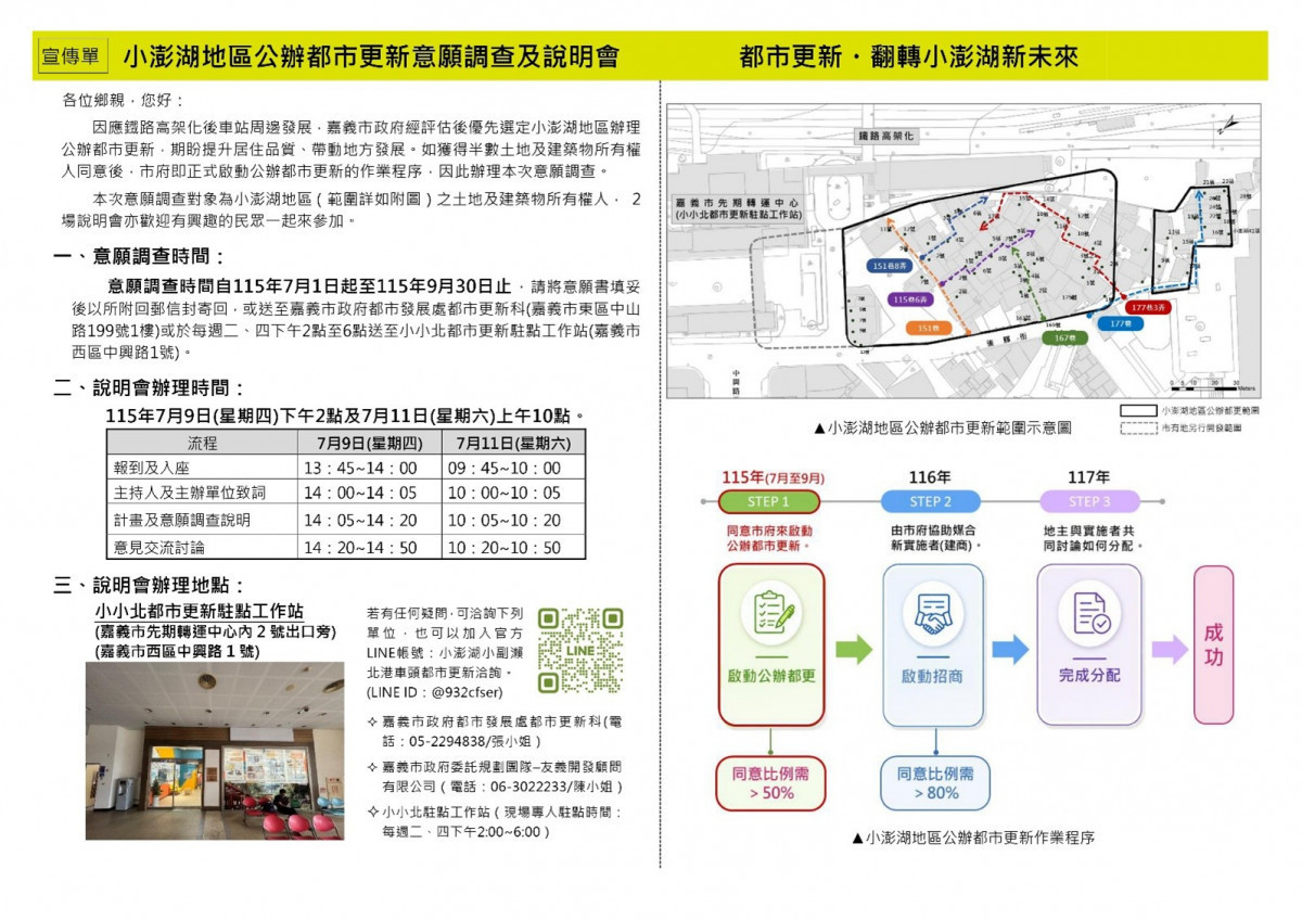 小澎湖地區公辦都市更新意見調查宣傳單/市府提供
