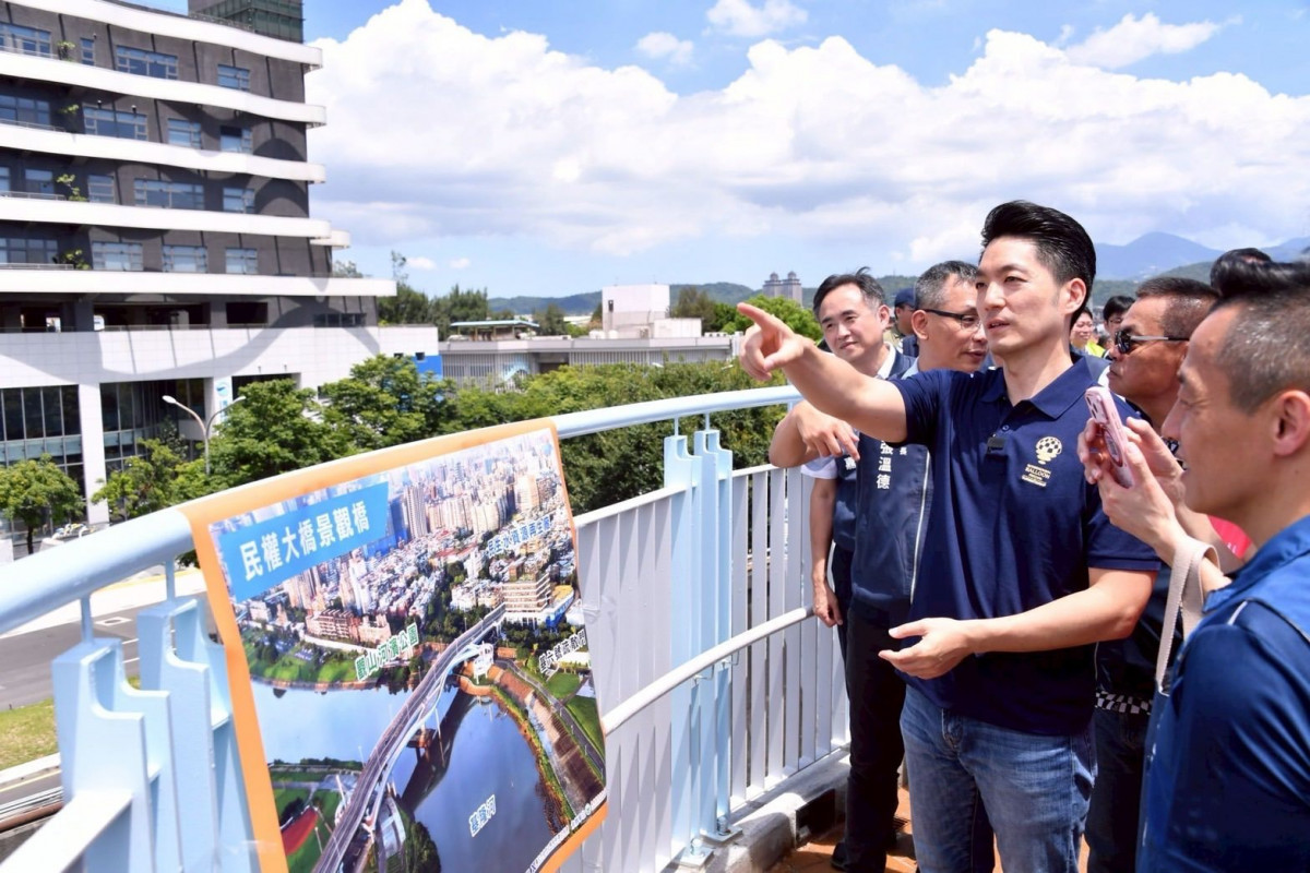 松山內湖新地標！民權大橋「天際之眼」景觀橋啟用　飽覽飛機起降、基隆河夜景