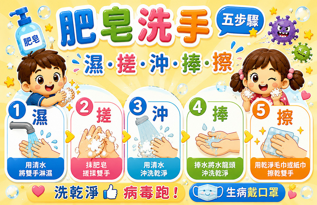 迎戰腸病毒！　屏縣衛生局提醒：肥皂勤洗手、落實洗手五字訣