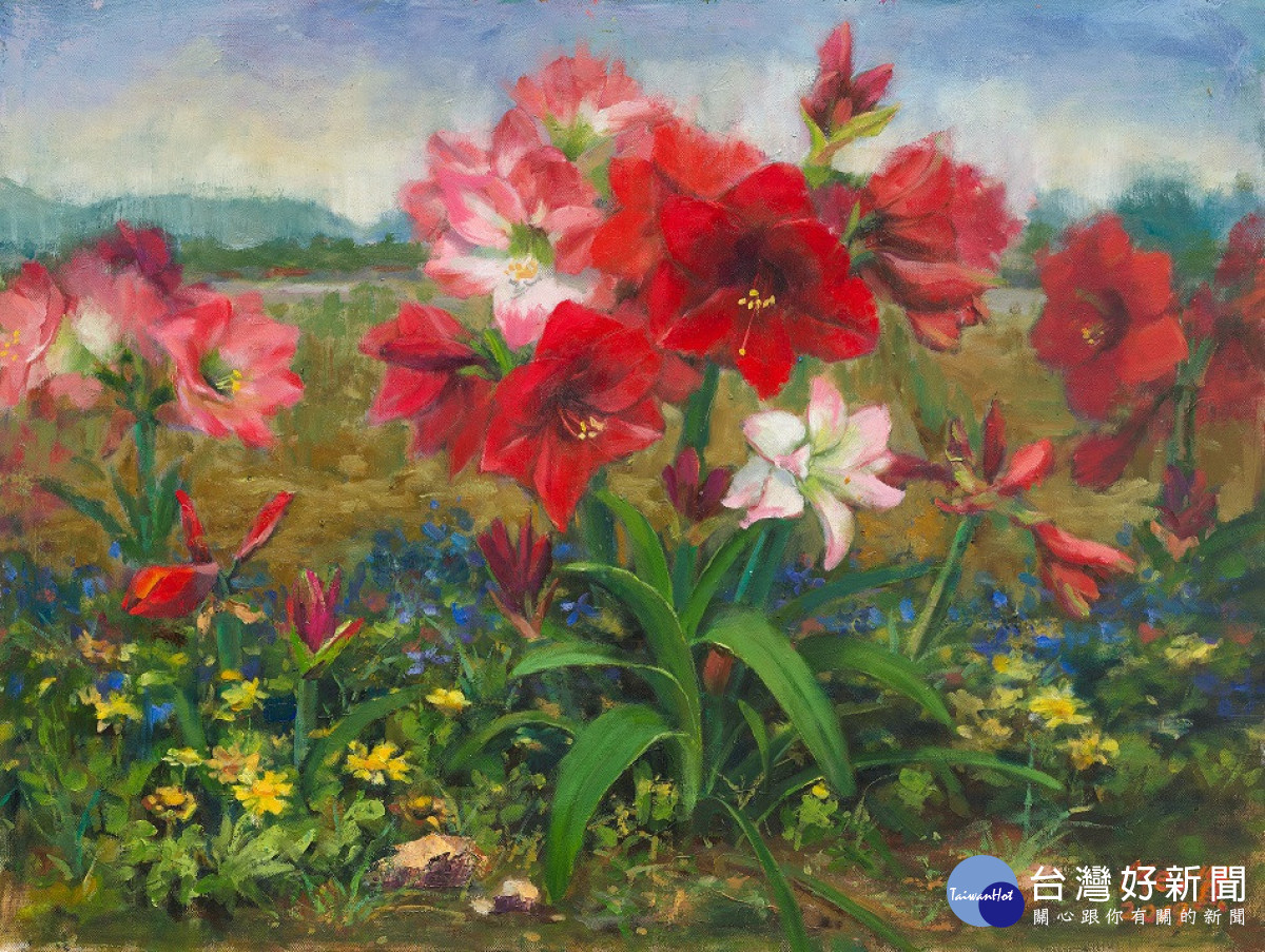 黃美賢作品〈孤挺群芳〉。