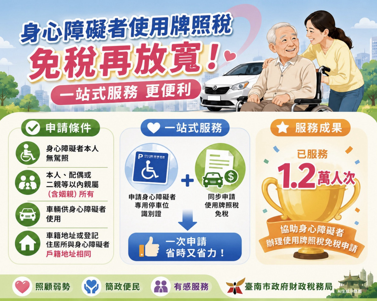 身障者車輛免稅再放寬　不同戶籍也可申請