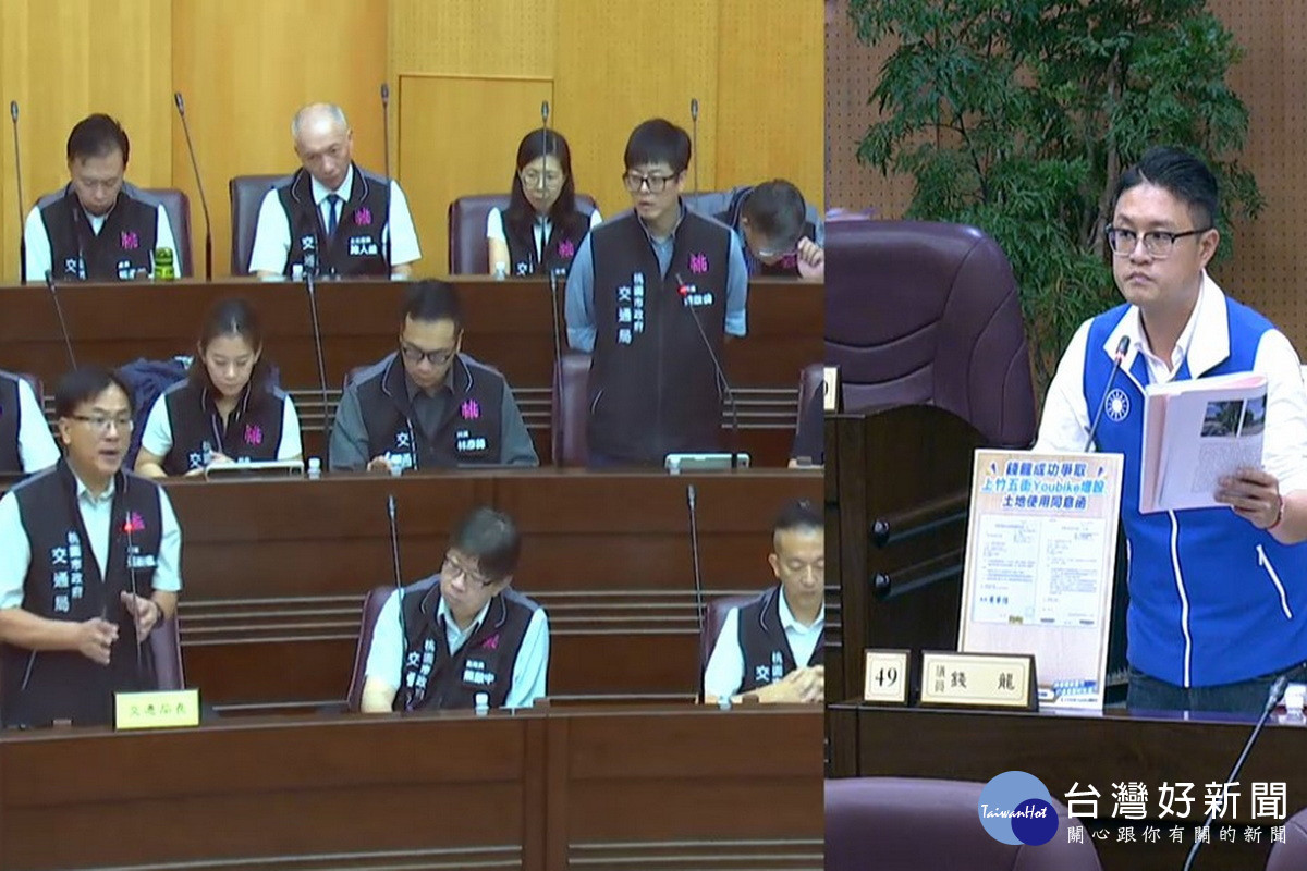 力促交通改革,桃園市議員錢龍質詢市府交通局長張新福。<br />