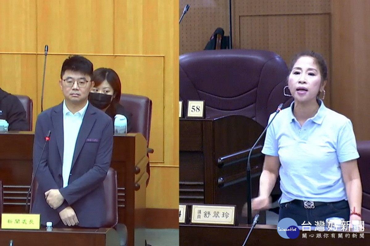 針對「桃園市政府APP」整合各局處政策,桃園市議員舒翠玲質詢新聞處長羅楚東。