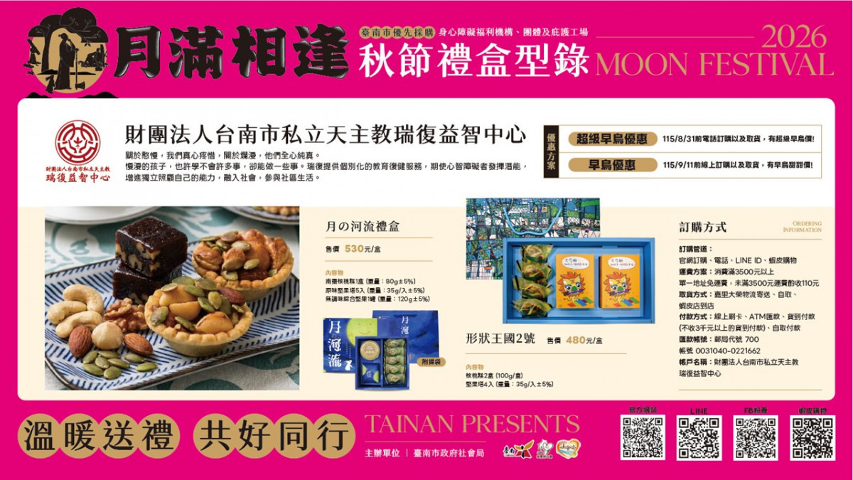中秋公益禮盒尚有1萬多盒未達標    黃偉哲邀全民揪團選購、把愛傳出去