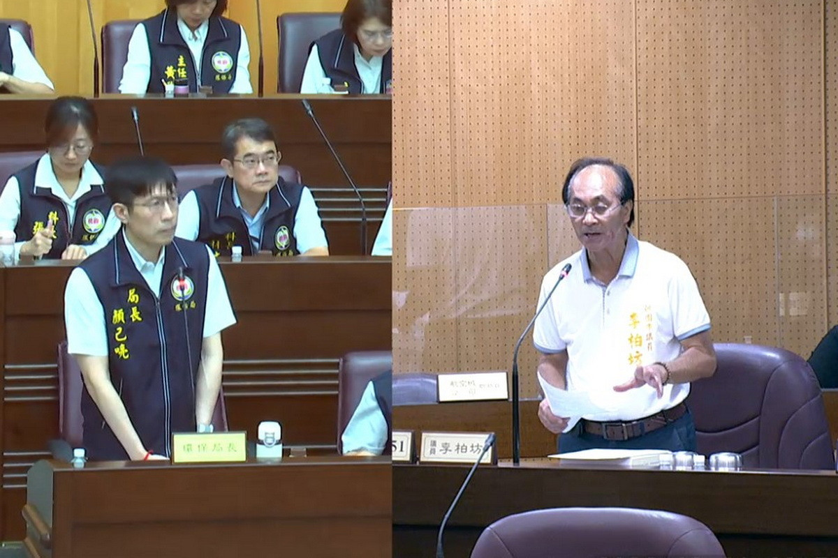 針對改裝車噪音抓不完,桃園市議員李柏坊質詢環保局長顏己喨 。<br />