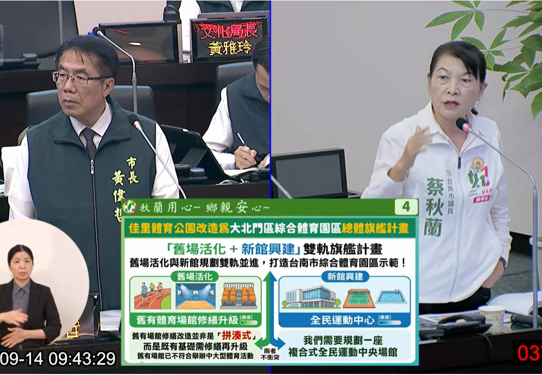 南市大北門體育場與海淡廠建設計畫　蔡秋蘭聚焦6300萬舊場修繕與3.4億漁港補償