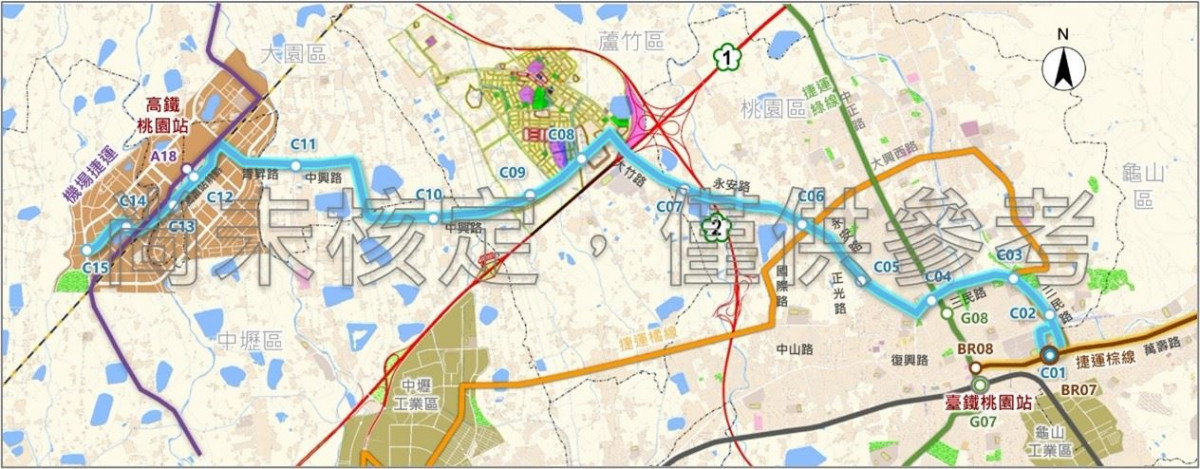 捷運青線路線規劃示意圖。