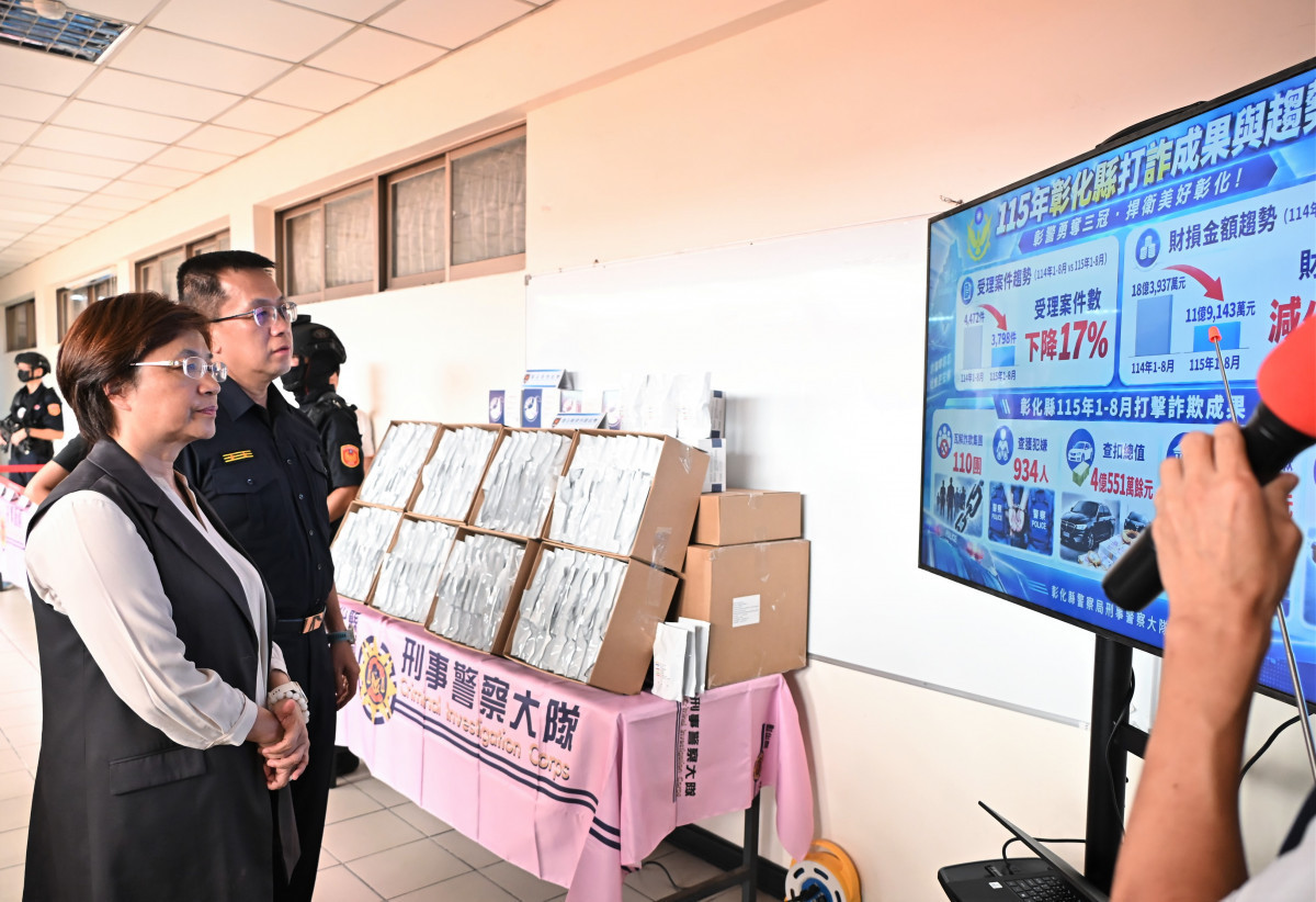 彰警勇奪打詐、掃黑、肅槍三冠,詐欺財損降35%。圖/彰化縣政府提供