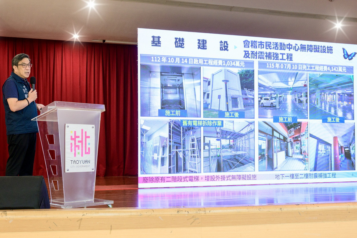 桃園區長許敏松進行區政說明。