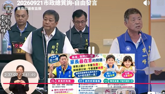 營養午餐國小免費、公幼收費　方一峰質疑：都是台南的孩子，為何待遇不一樣？