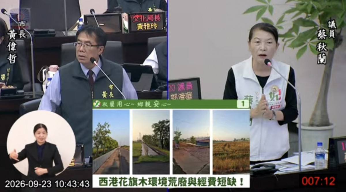 廠商延遲進場就是增加成本　議員蔡秋蘭要求南市府發揮行政強制力