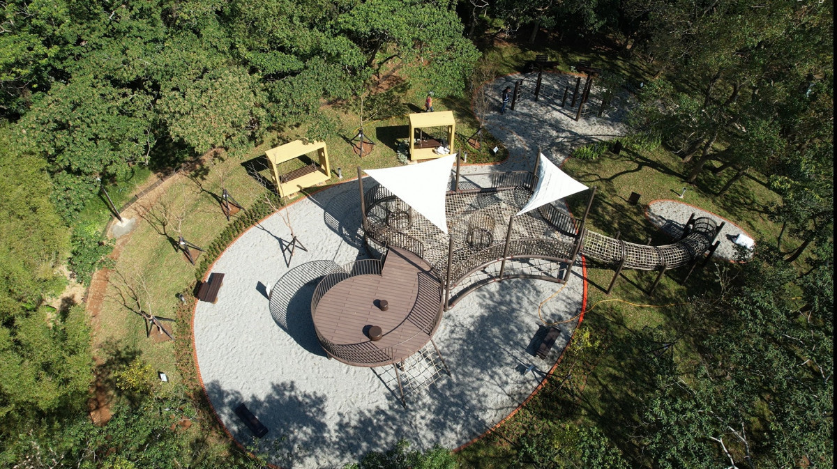 五酒桶山自然遊憩場空拍圖。