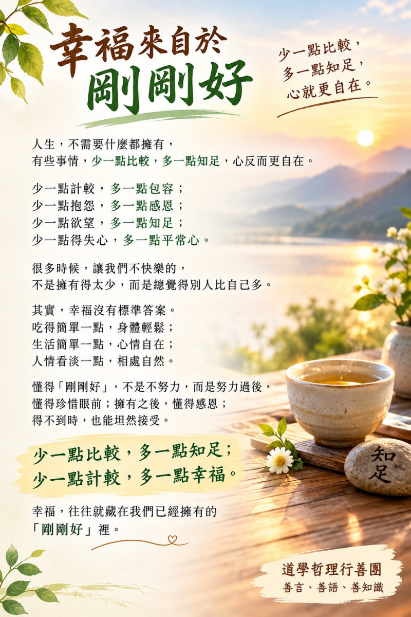幸福來自於剛剛好