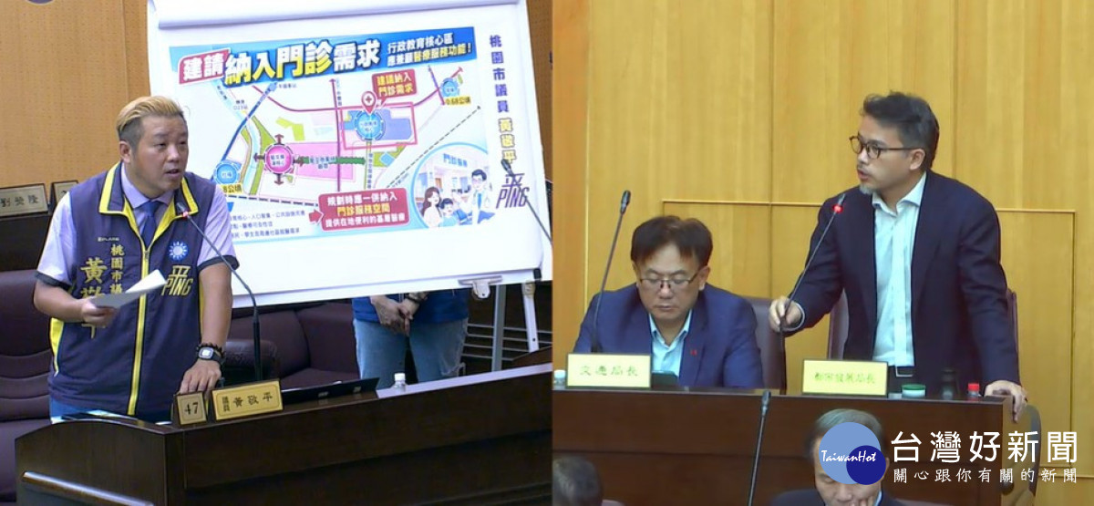 桃園市議員黃敬平質詢都發局長江南志。