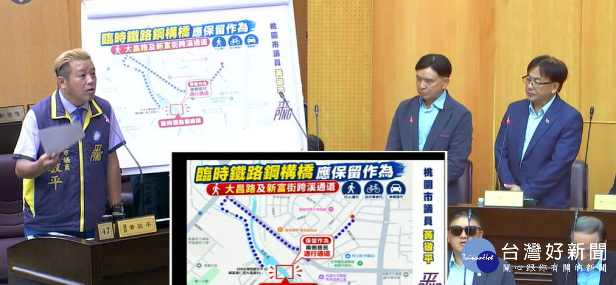 桃園市議員黃敬平質詢交通局長張新福。