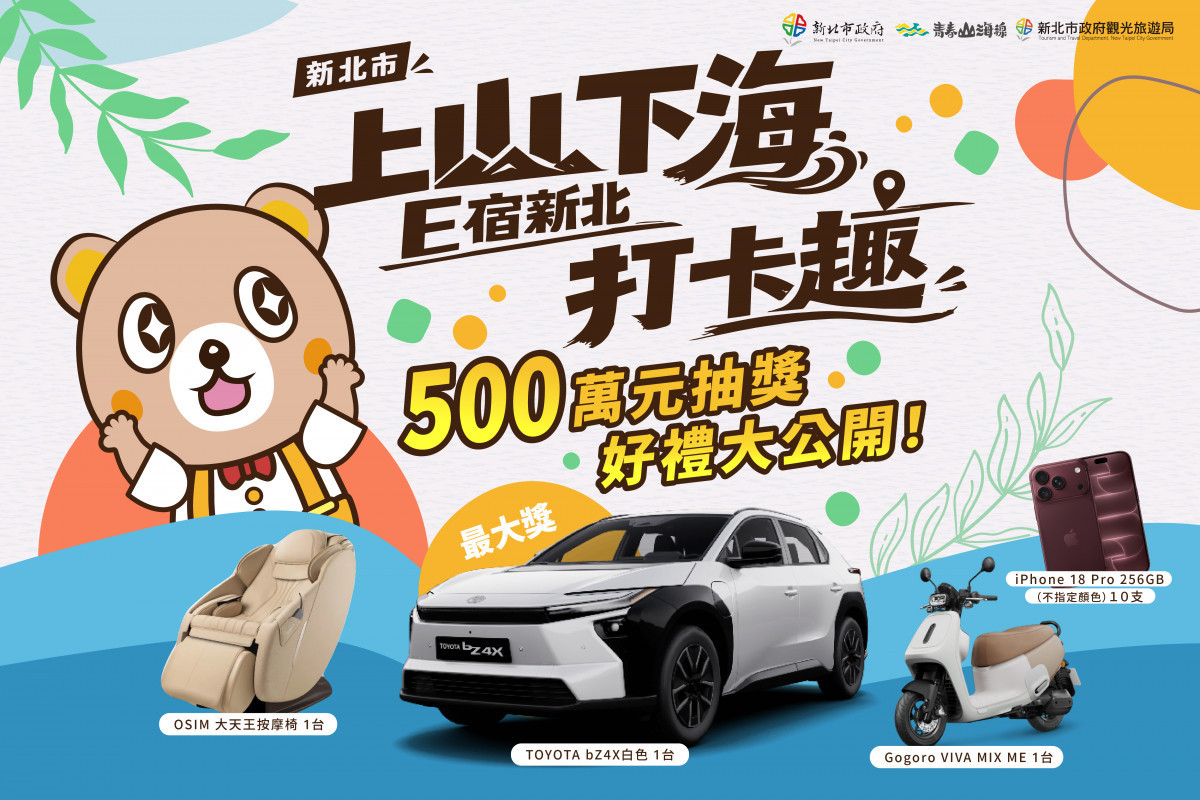 「E宿新北打卡趣」國旅補助　500萬加碼好禮帶動地方觀光產業發展