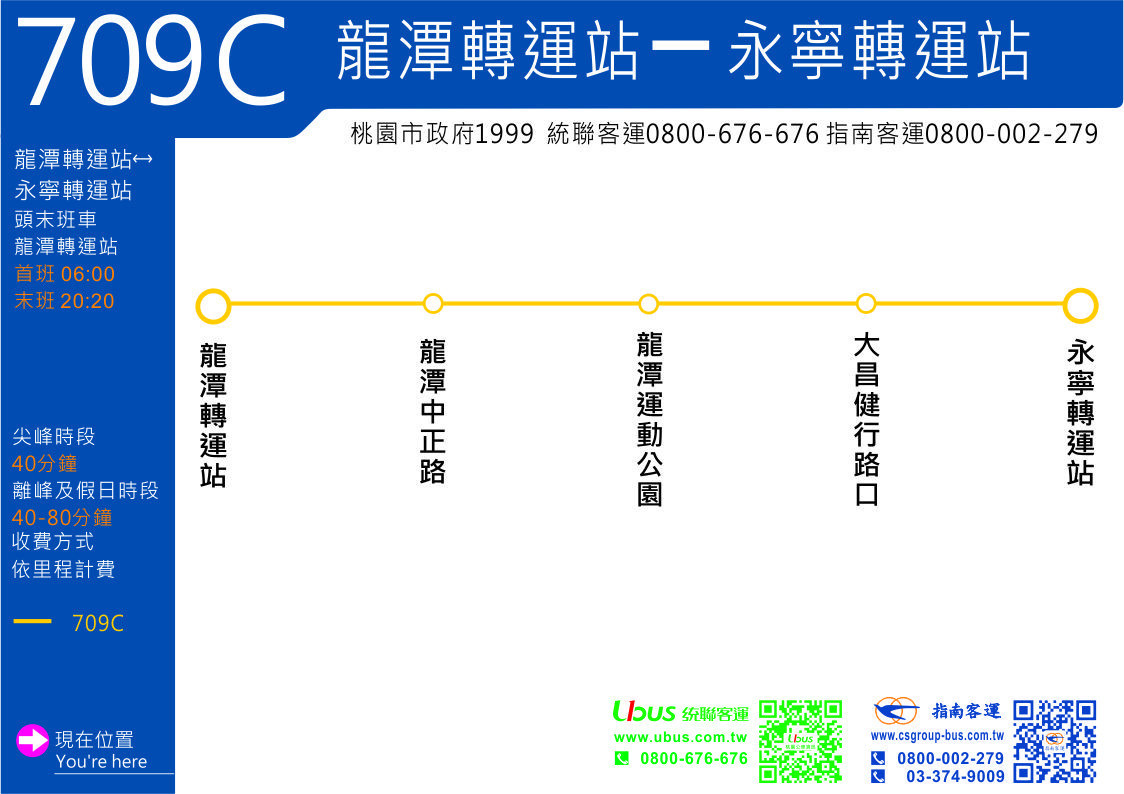10/7起709路線全面恢復停靠龍潭運動公園站　新增709C及桃小巴循環線