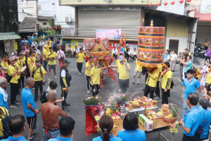 南瑤宮媽祖抵南投福順宮。（記者扶小萍攝）
