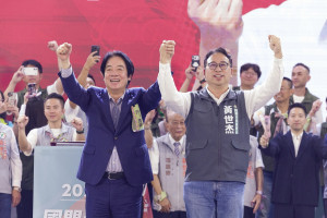 民進黨桃園市長候選人黃世杰北區競總成立，總統賴清德站台力挺。