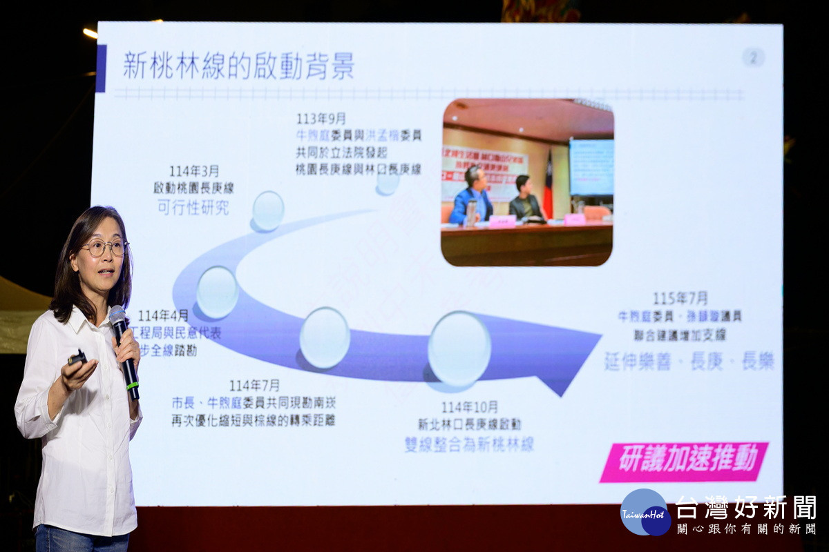 市府捷工局副局長曾榮英針對「新桃林線-銀線支線」進行簡報與說明。<br />