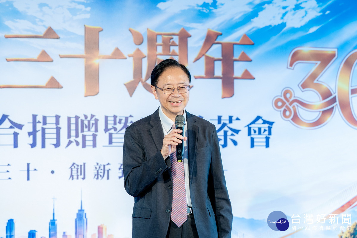 桃園市長張善政致詞。<br />