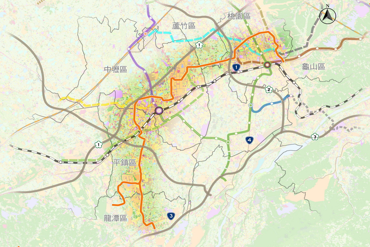 桃園捷運橘線圖。