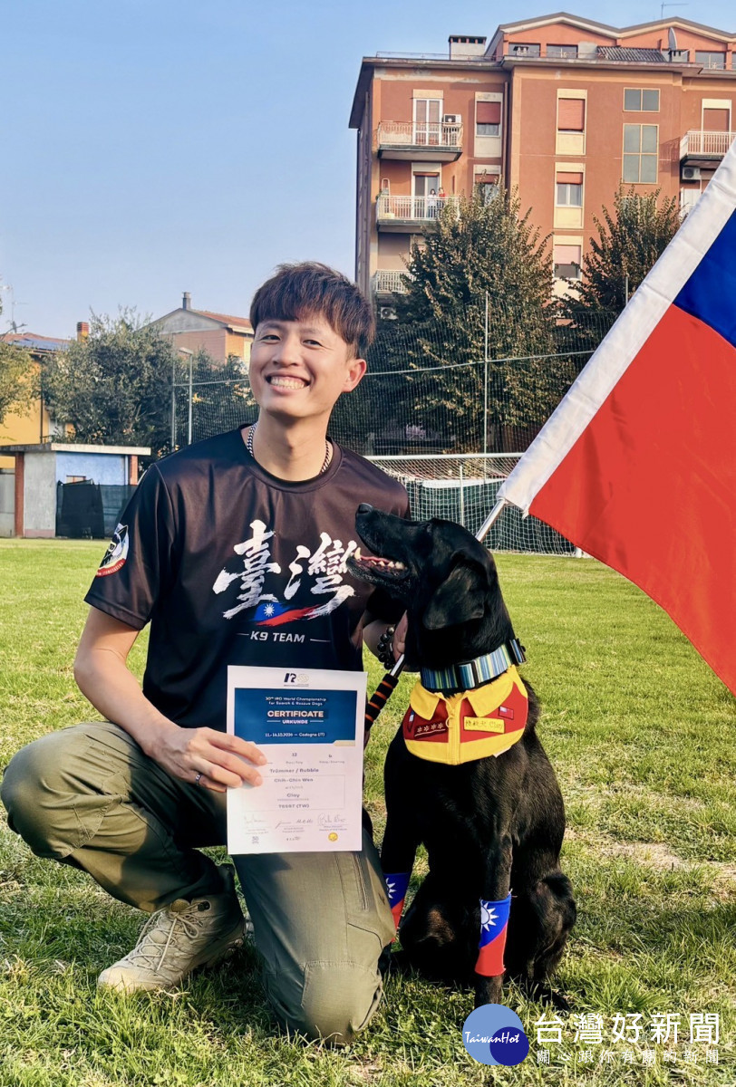 勇奪搜救犬世界盃瓦礫搜索全球第12名　高虹安慰勞竹市英雄犬及領犬員温智欽