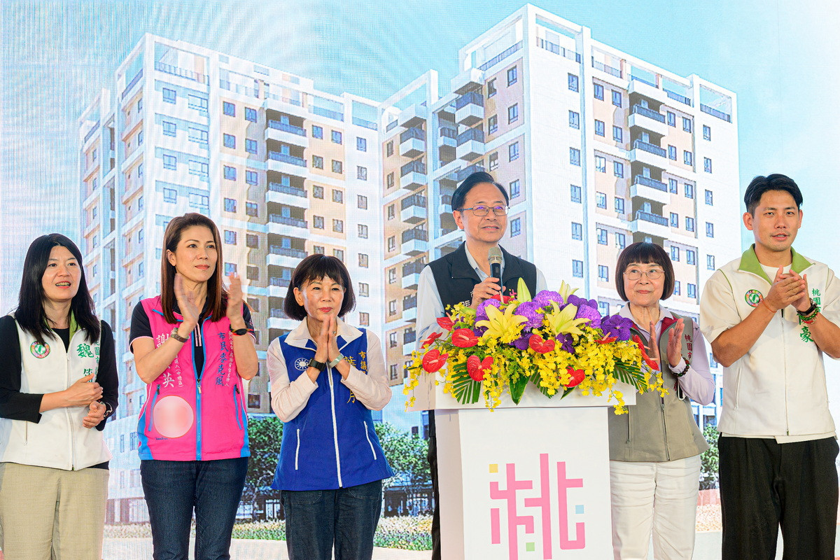 桃園市長張善政於「中壢五號中園社宅統包工程動土典禮」中致詞。<br />
