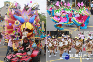 2017羅東藝穗節的主花車與部份踩街團隊。（圖／記者陳木隆攝）