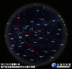 獵戶座流星雨周六大爆發，每小時可見20顆（圖／翻攝台北天文館）